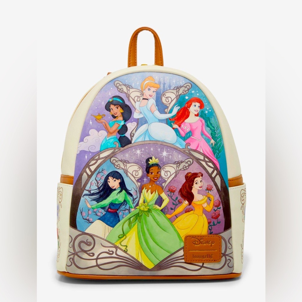 Disney LOUNGEFLY Princess Mini BackpackBelle Jasmine Ariel Tiana Cindere…